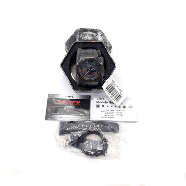 G-SHOCK Watch Casio Stainless Steel Casing & Black Rubber Clip Strap (Black)