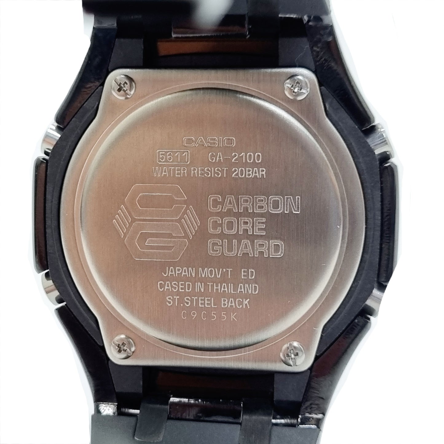 G-SHOCK Watch Casio Stainless Steel Casing & Black Rubber Clip Strap (Black)