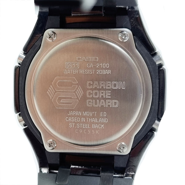 G-SHOCK Watch Casio Stainless Steel Casing & Black Rubber Clip Strap (Black)