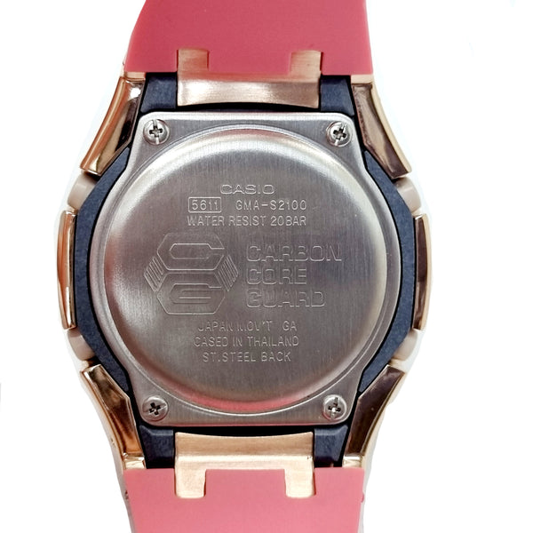G-SHOCK Watch Casio Rose Gold Stainless Steel Case W/Pink Rubber Clip Strap