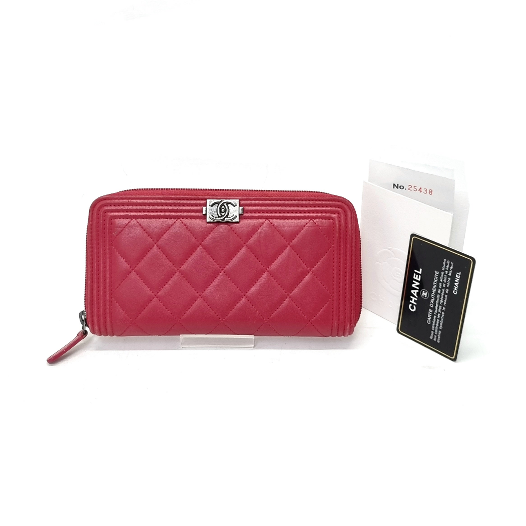 Chanel Boy Zippy Wallet Lambskin Shw (Red) – ValiseLaBel