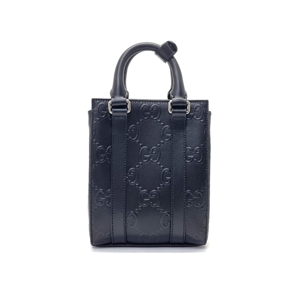 Gucci GG Embossed Mini Leather Tote Shw (Black)