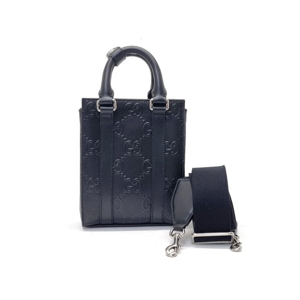 Gucci GG Embossed Mini Leather Tote Shw (Black)