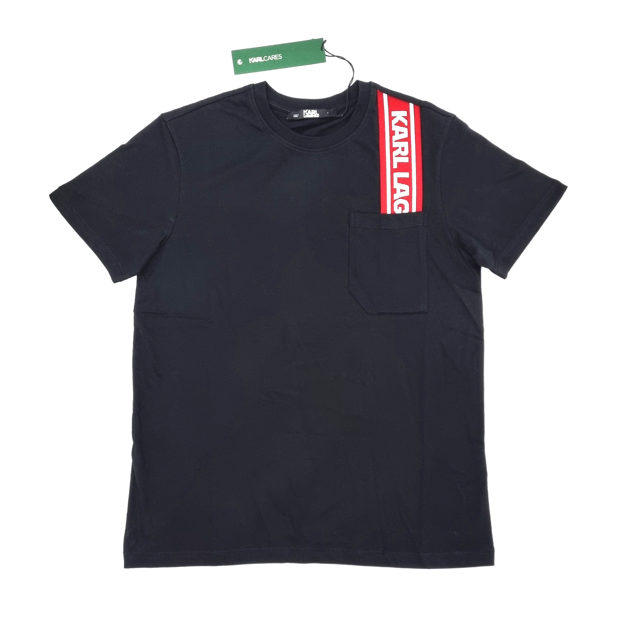 Karl Lagerfeld Karl Logo Tape Pocket T-Shirt 100% Organic Cotton (Black)
