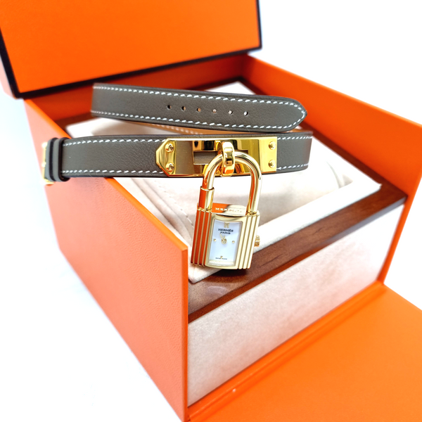 Hermes Kelly PM Watch 2 Tour Barenia Calfskin Ghw (Grey)