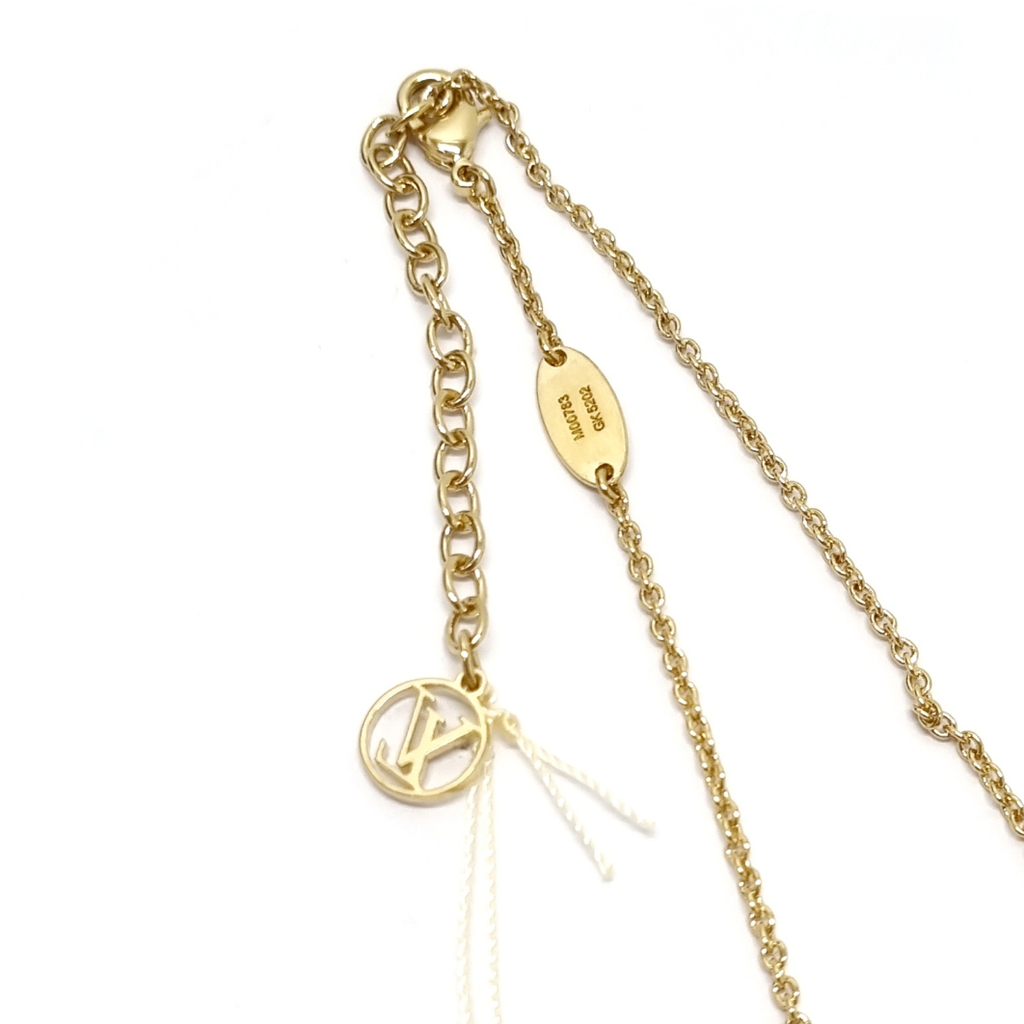 LOUIS VUITTON Crystal Loulougram Necklace Gold 1213850
