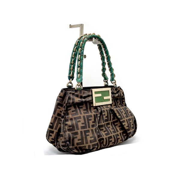 Fendi Mia Zucca Print Canvas Hobo Bag Ghw (Brown)