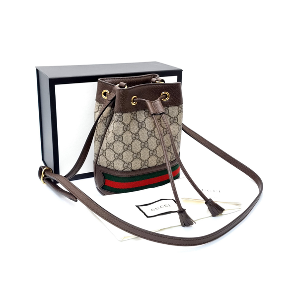 Gucci Ophidia GG Mini Bucket Bag Ghw (Ebony/Brown)