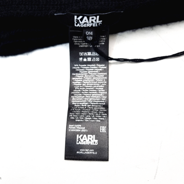Karl Lagerfeld K/Ikonik Chopette Patches Scarf Nylon Viscose (Black)