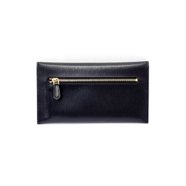 Prada 1MF175 Vitello Move Envelope Wallet Ghw (Black)