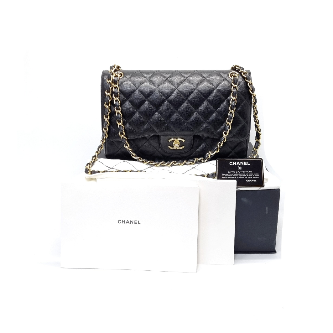 Chanel Classic Jumbo Double Flap Caviar Ghw (Black)