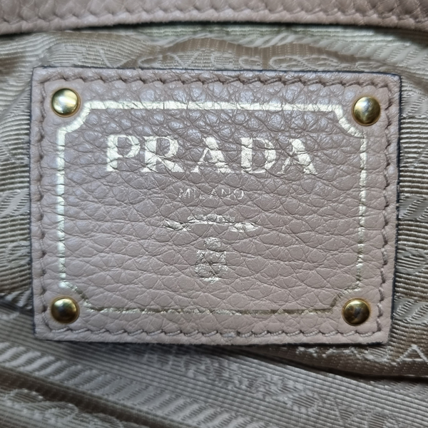 Prada 1BG112 Vitello Phenix Leather Shoulder Bag Ghw (Cameo)