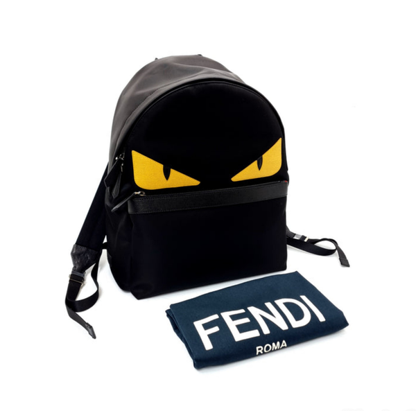 Fendi Backpack Bugs Nylon Leather Shw (Black)