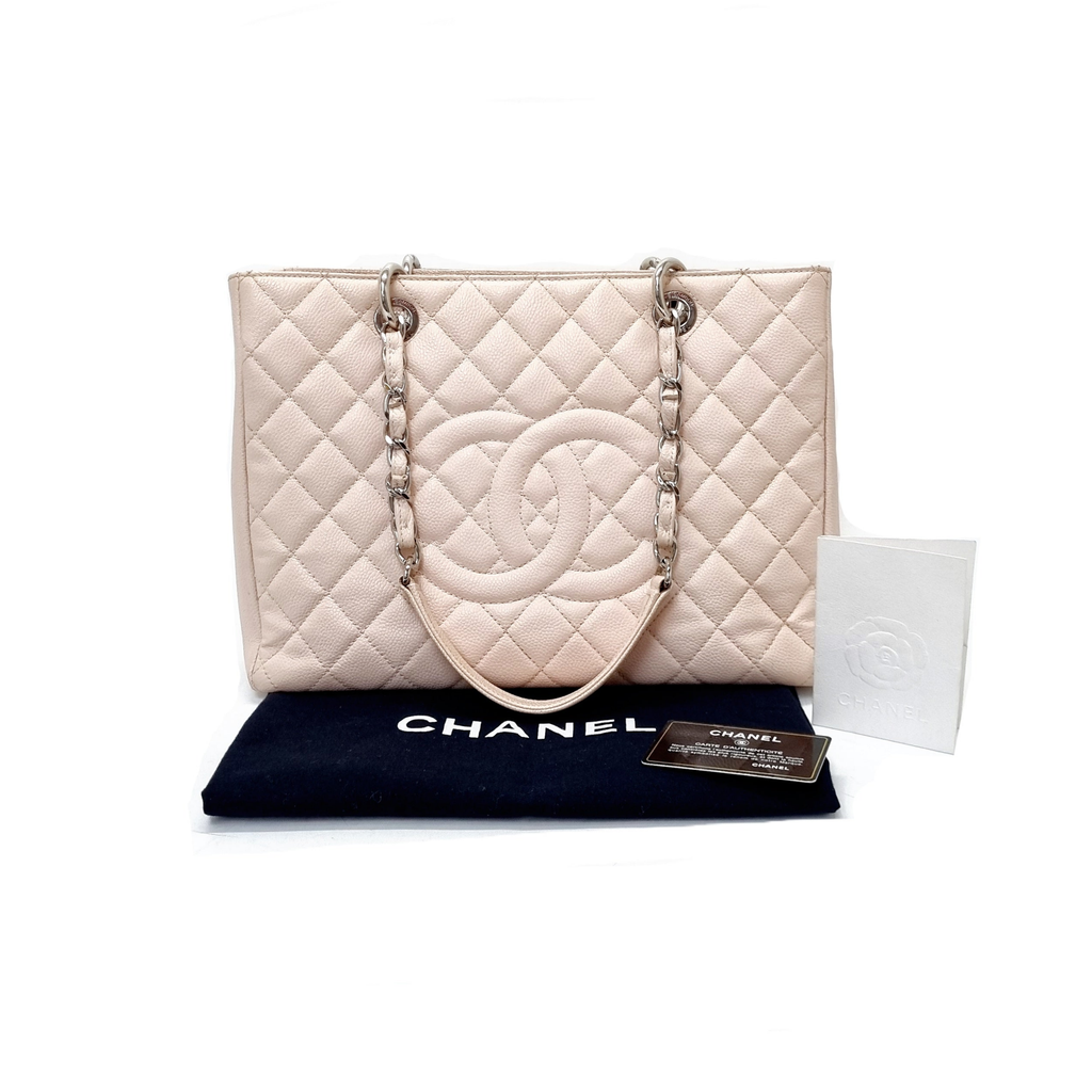 CHANEL Caviar Quilted Grand Shopping Tote GST Light Pink 916865