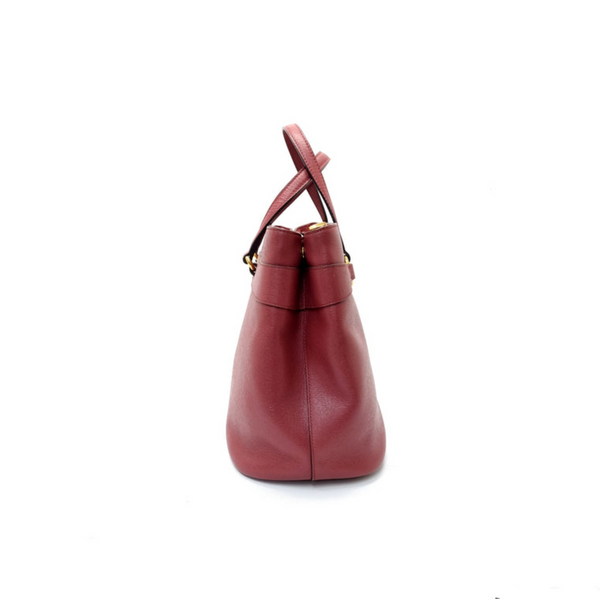 Gucci Horsebit 2 Way Safiano Leather Tote Bag Ghw (Bordeaux)