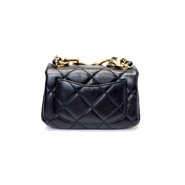 Chanel Mini Flap Bag Shiny Resistant Lambskin Leather Ghw (Black)