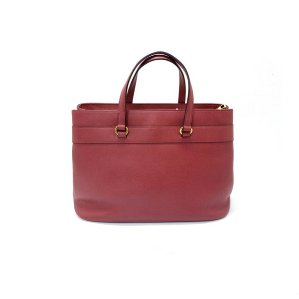 Gucci Horsebit 2 Way Safiano Leather Tote Bag Ghw (Bordeaux)