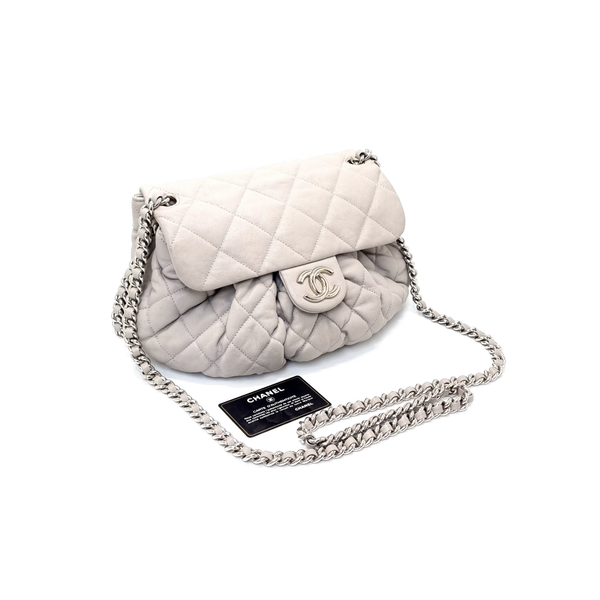 Chanel Classic Chain Around Flap Crossbody Calfskin Shw (Beige)