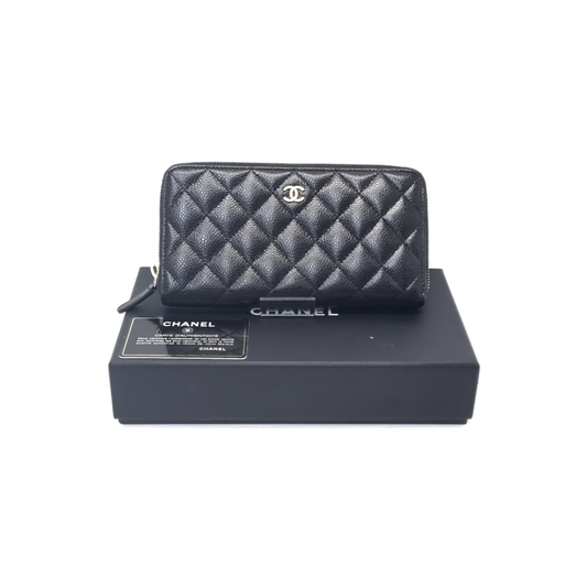 Chanel Zippy Wallet Long Caviar Ghw (Black)