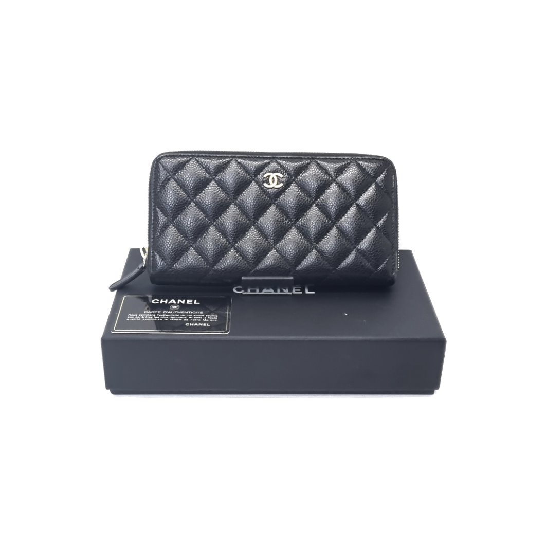 Chanel Wallet Zippy Long Caviar Ghw (Black)