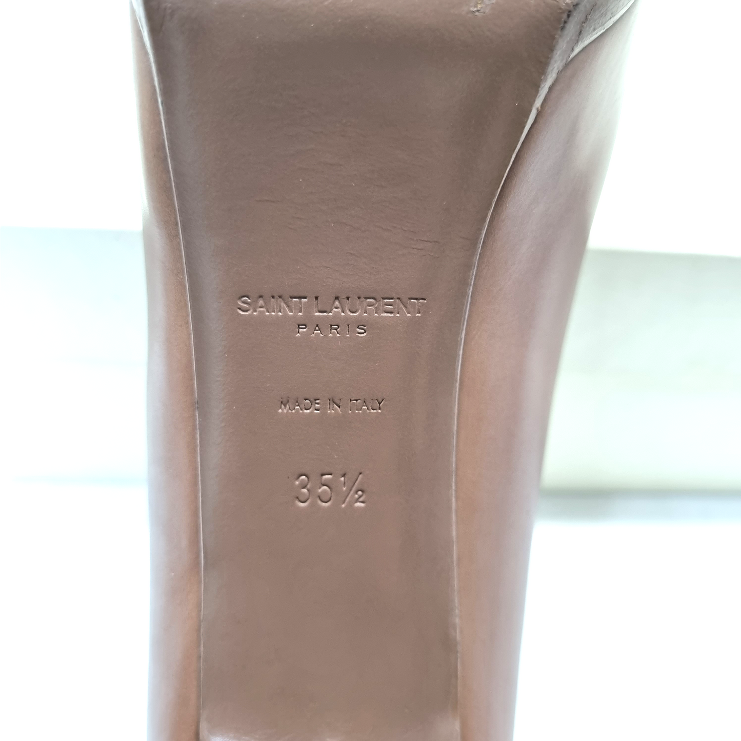 YSL Tribtoo Platform Pumps Patent Leather (Black/Brown)