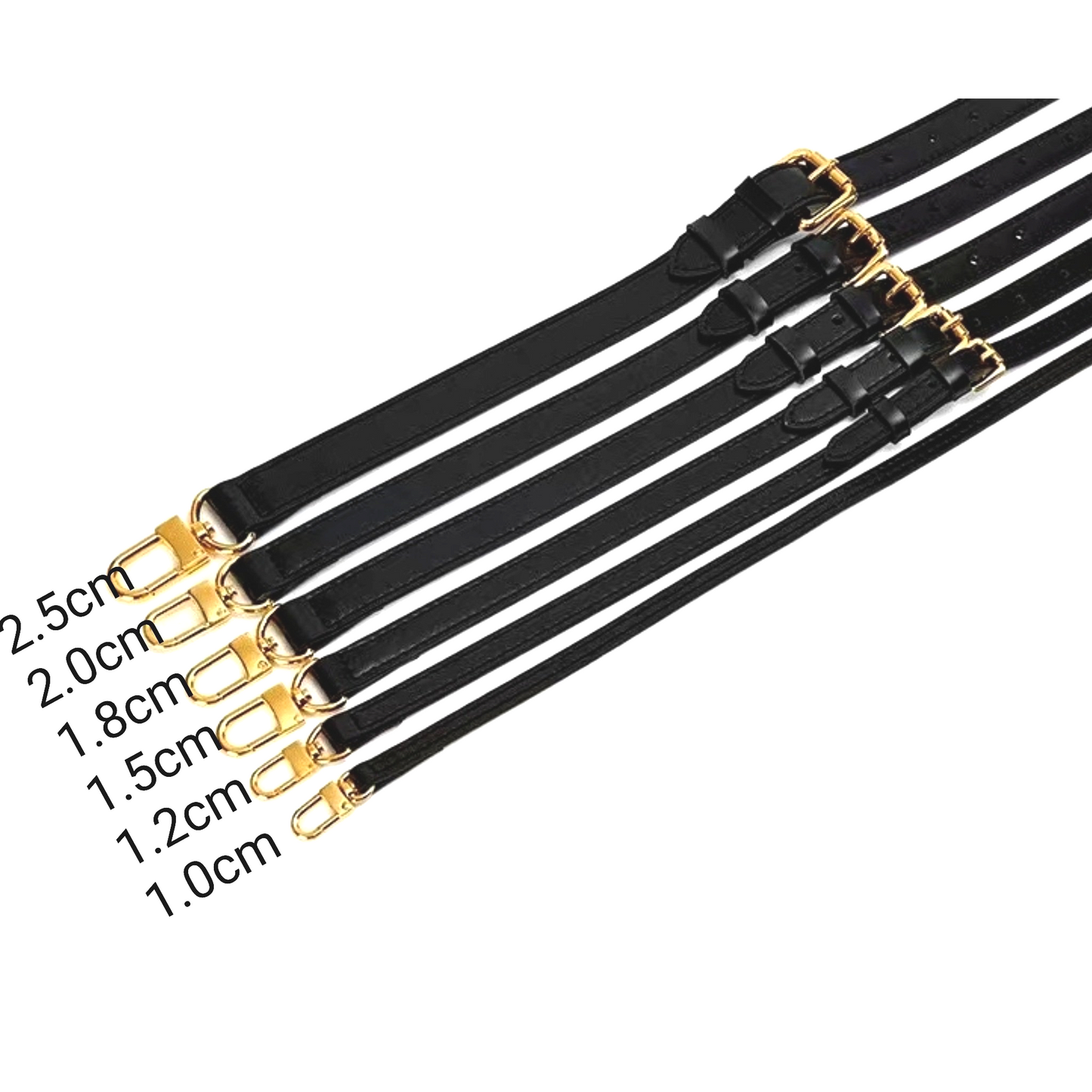 VLB Bag Strap Leather Adjustable Black Ghw