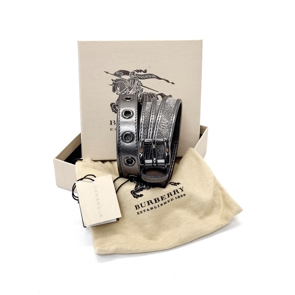 Burberry Double Wrap Belt Shimmer Check Gunmetal Hw Anthracite – ValiseLaBel
