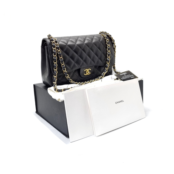 Chanel Classic Jumbo Double Flap Caviar Ghw (Black)