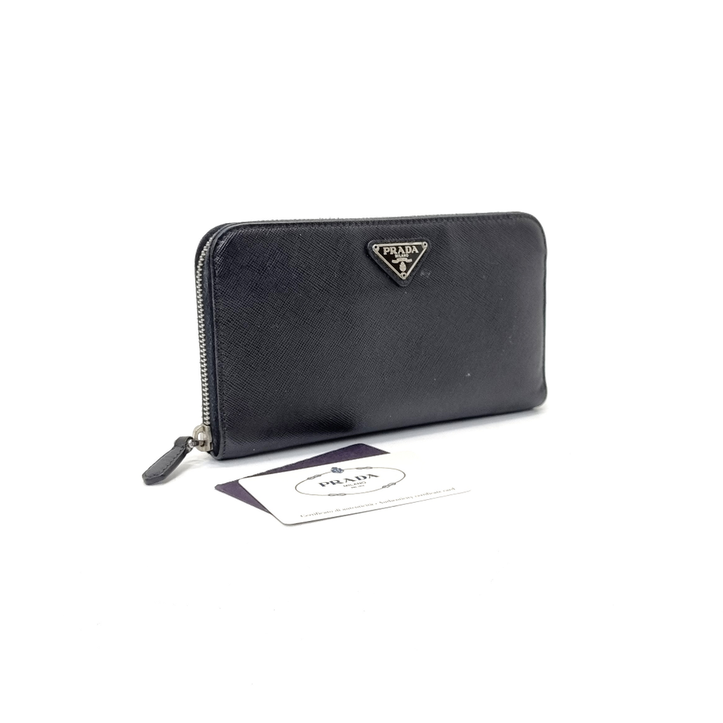 Prada 1M0506 Saffiano Zippy Wallet Shw (Black) – ValiseLaBel