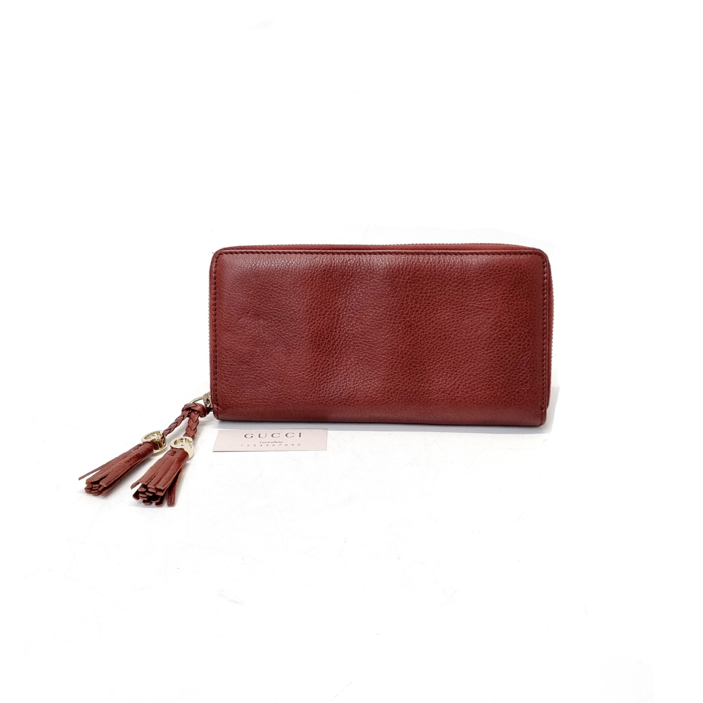 Gucci Zip Around Tassle Leather Wallet Ghw (Brown)