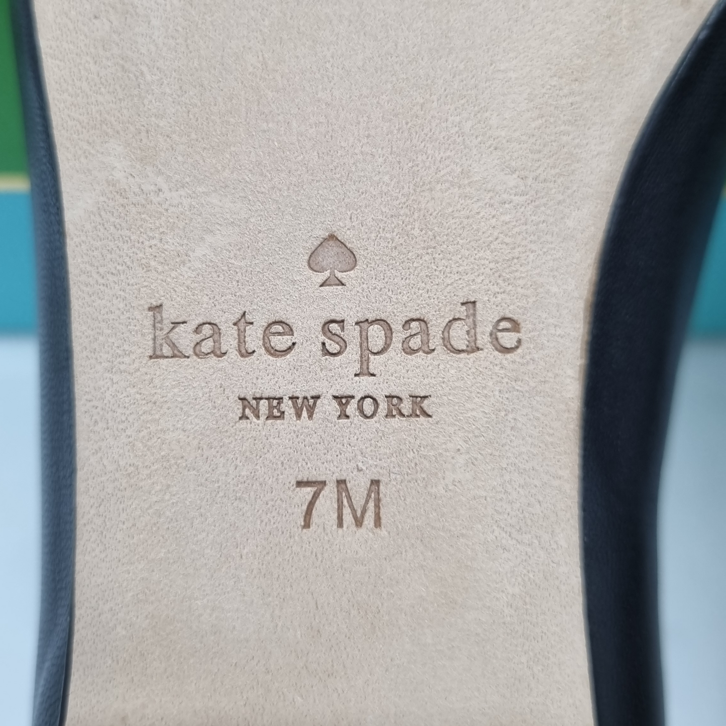 Kate Spade Wilton Embroidered Flats Kid Suede Leather Black