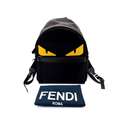 Fendi Backpack Bugs Nylon Leather Shw (Black)