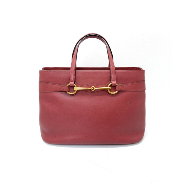 Gucci Horsebit 2 Way Safiano Leather Tote Bag Ghw (Bordeaux)