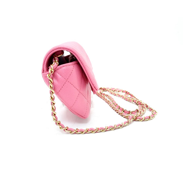 Chanel Glasses Case With Classic Chain Caviar Ghw (Pink)