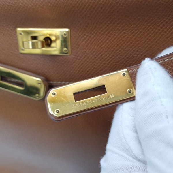 Hermes Kelly 28 Vintage Courchevel Leather Ghw (Gold Camel)