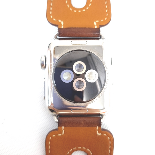 Hermes 2nd Series Apple Watch Double Buckle Cuff Etoupe Swift Leather Brown Shw