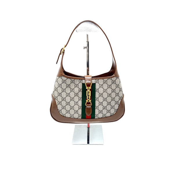 Gucci Jackie 1961 GG Supreme Canvas Hobo Bag Ghw ( Beige/Brown)