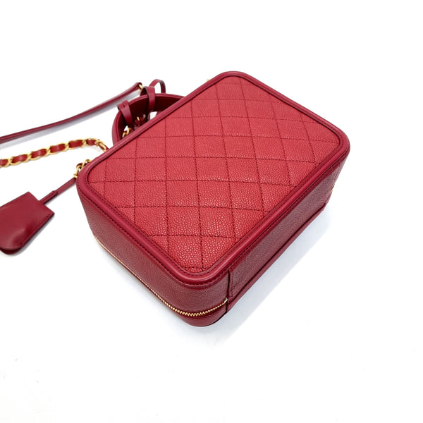 Chanel Filigree Vanity Case Caviar Ghw (Burgundy)