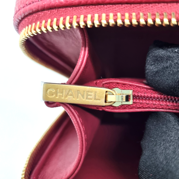 Chanel Filigree Vanity Case Caviar Ghw (Burgundy)