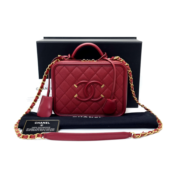 Chanel Iridescent Burgundy Large Filigree Vanity Case of Caviar Leather  with Matte Gold Tone Hardware, Handbags and Accessories Online, Ecommerce  Retail