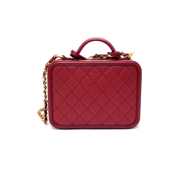 Chanel Filigree Vanity Case Caviar Ghw (Burgundy)