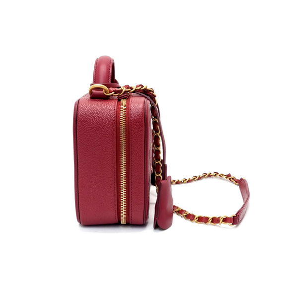 Chanel Filigree Vanity Case Caviar Ghw (Burgundy)