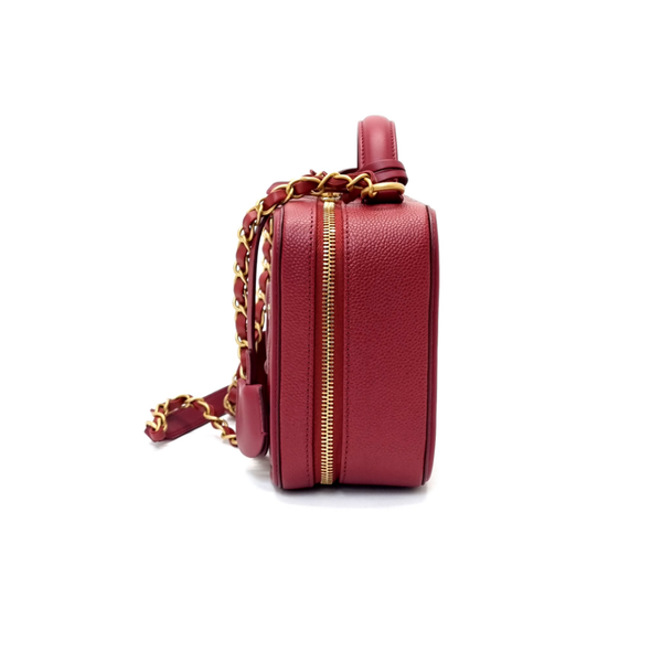 Chanel Filigree Vanity Case Caviar Ghw (Burgundy)