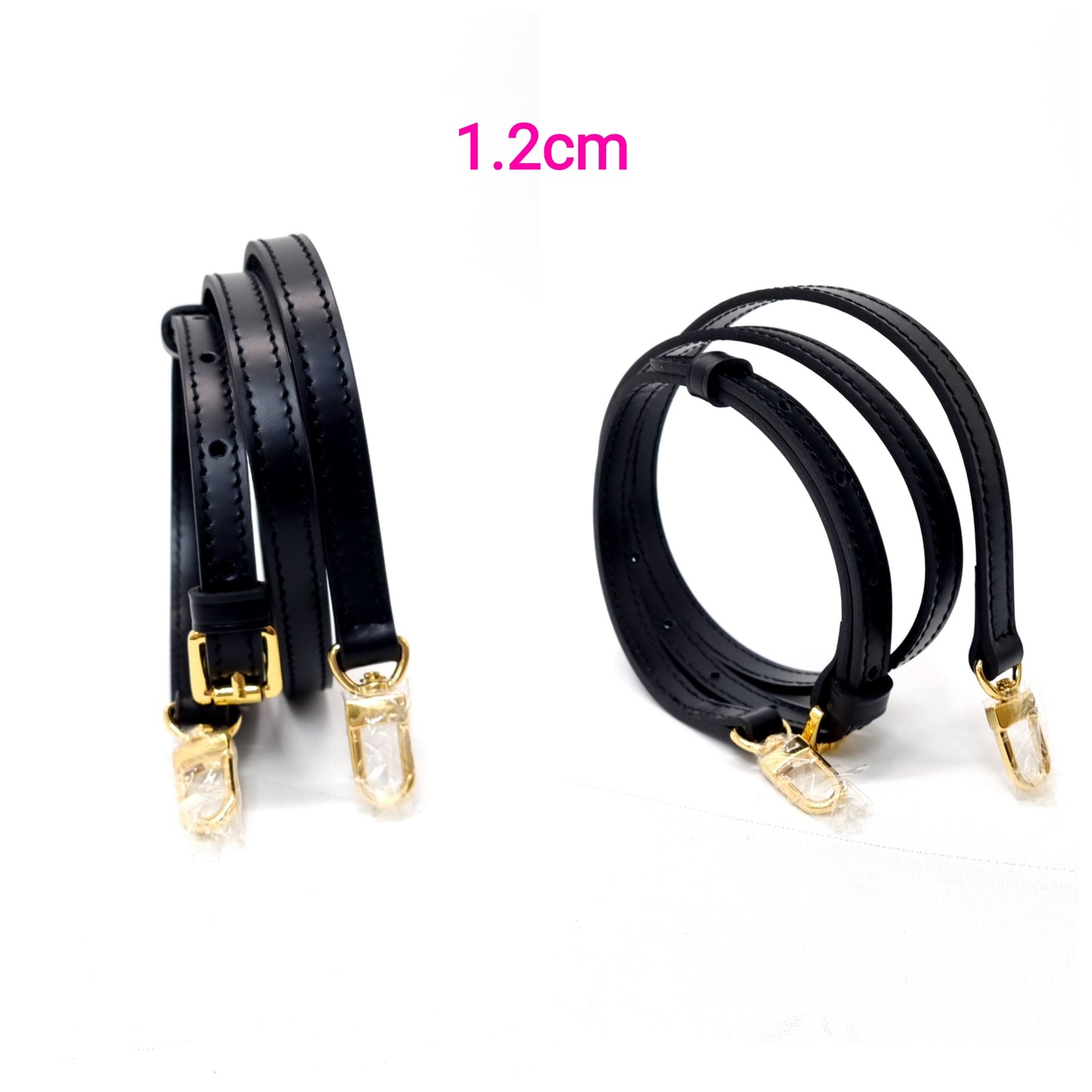 VLB Bag Strap Leather Adjustable Black Ghw