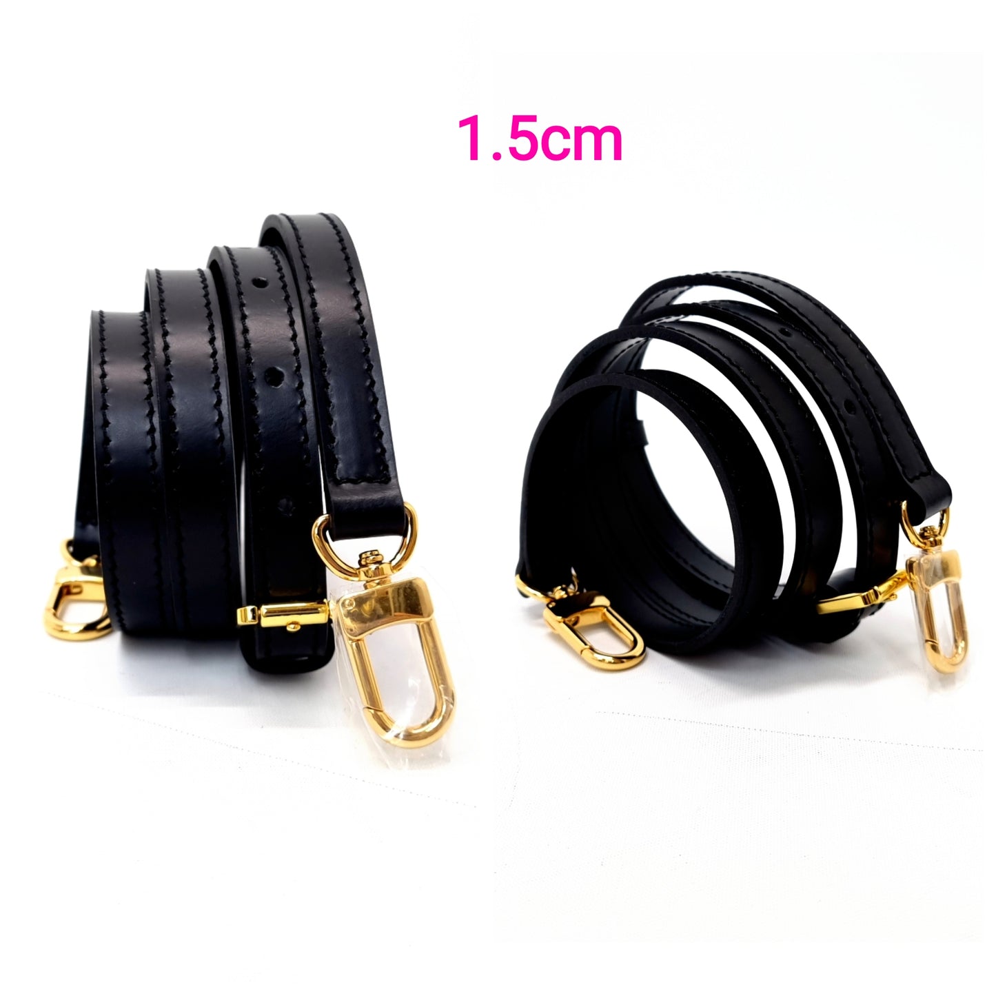 VLB Bag Strap Leather Adjustable Black Ghw