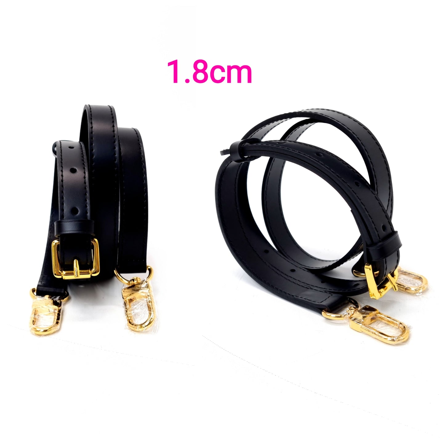VLB Bag Strap Leather Adjustable Black Ghw