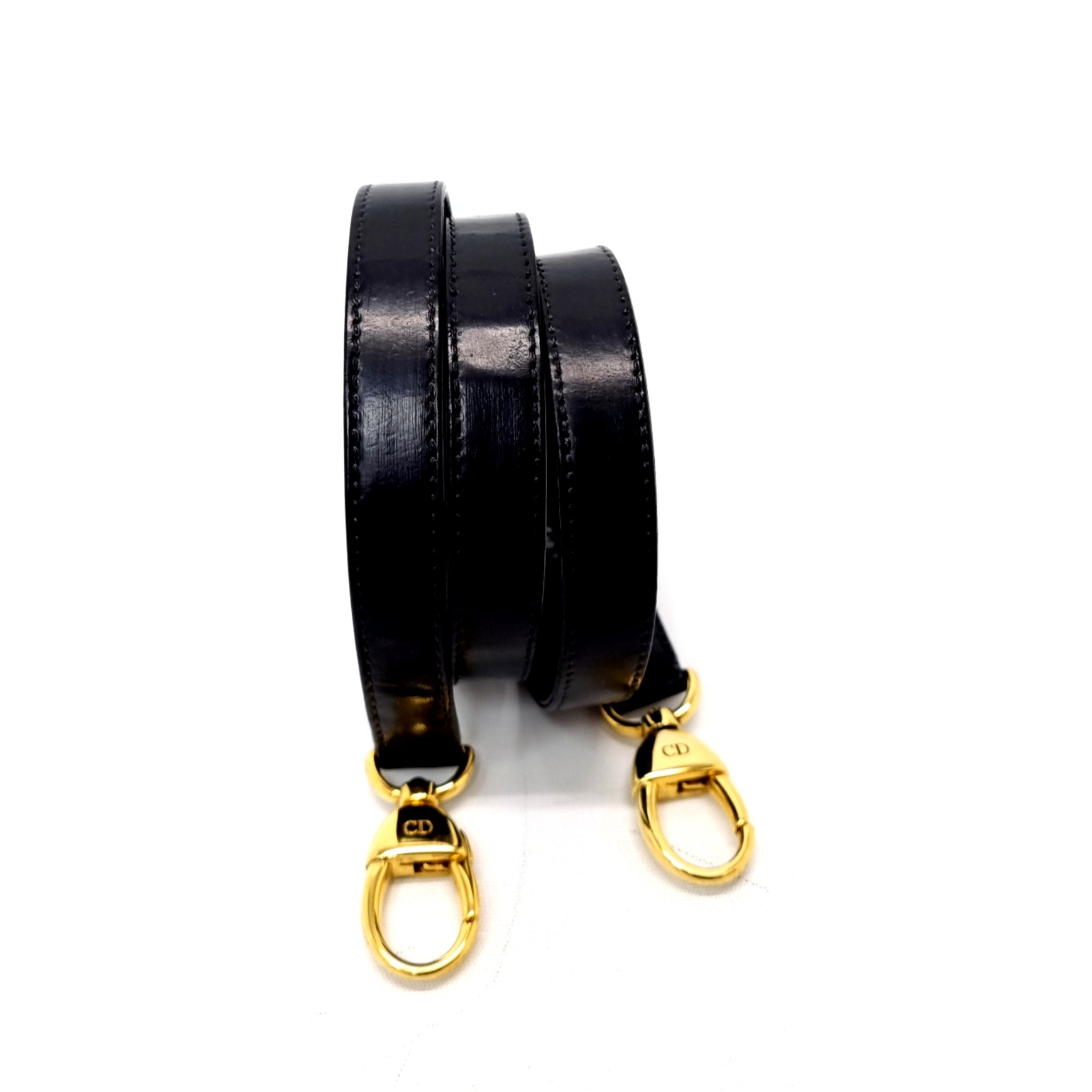 Christian Dior Bag Strap Leather Ghw (Black)