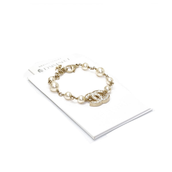 Chanel CC Bracelet Faux Pearl Ghw